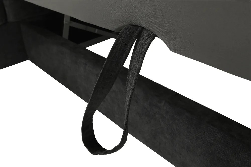 Ülőgarnitúra tárolóhellyel, szürke, szövet, balos, BUTON R