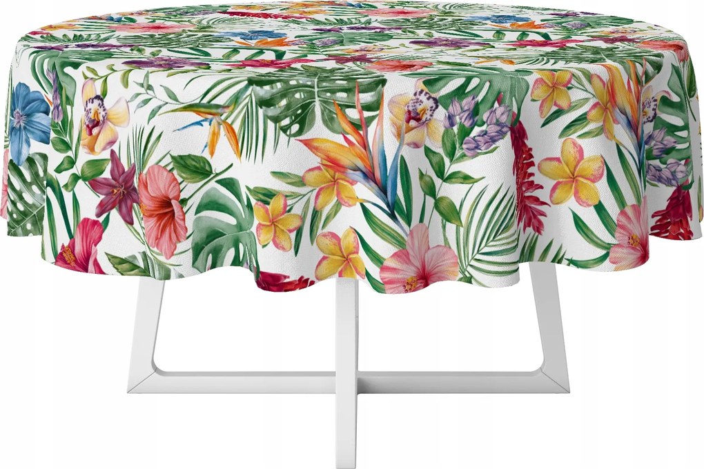 Abrosz Cerata Fehér Színes Monster Virágok Kerek Vastag Kör 120 cm