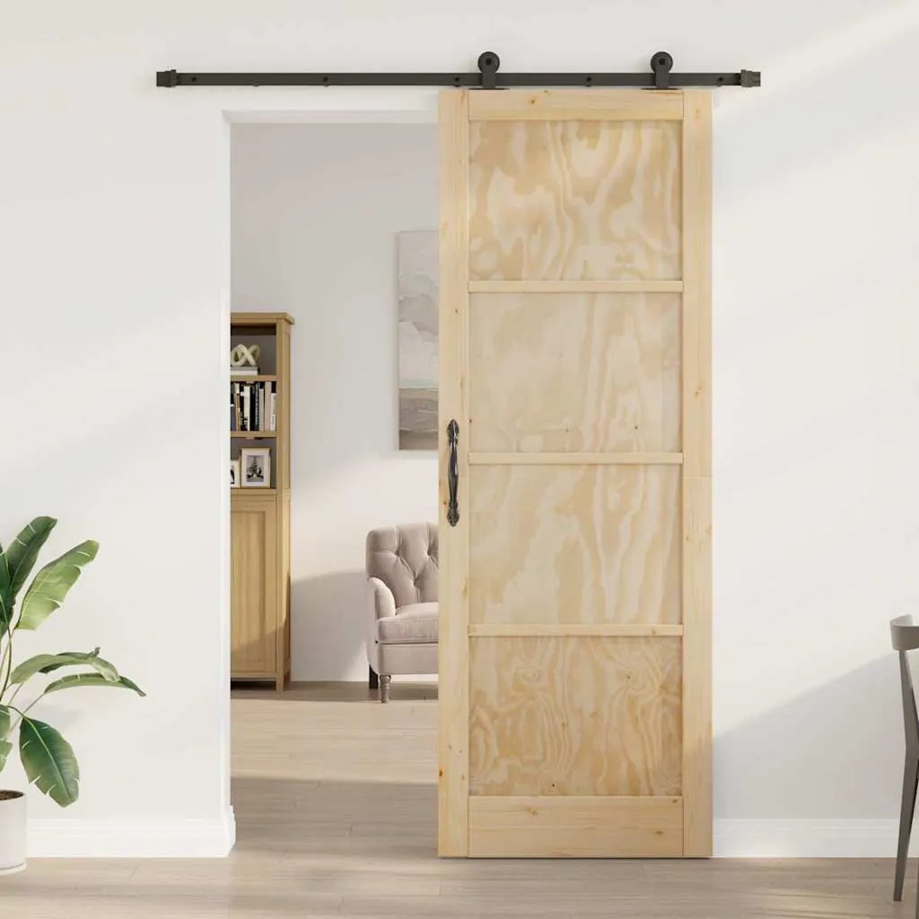 Tolóajtó Szett Természetes és fekete 83 x 232 cm