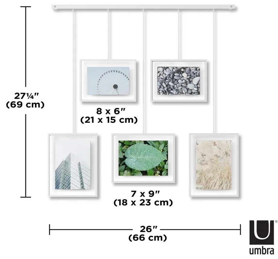 Fehér fém fali képkeret szett 5 db-os 66x69 cm Exhibit – Umbra