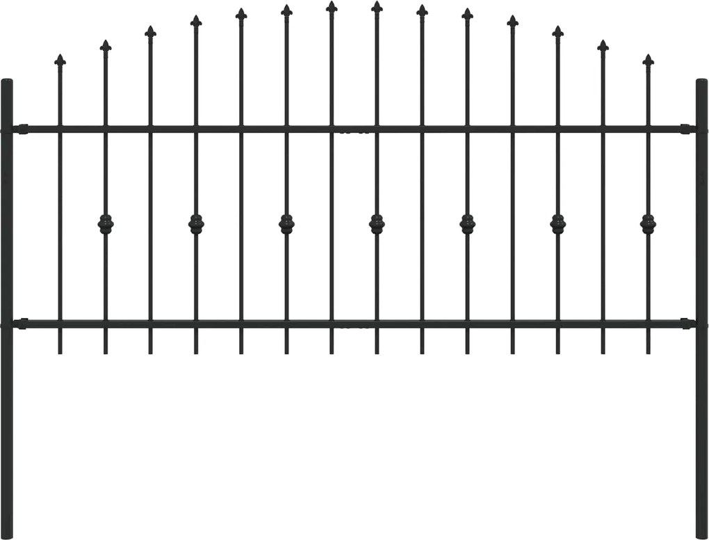 vidaXL Tüskés kerítés Fekete 200 x 130 cm Porszórt acél