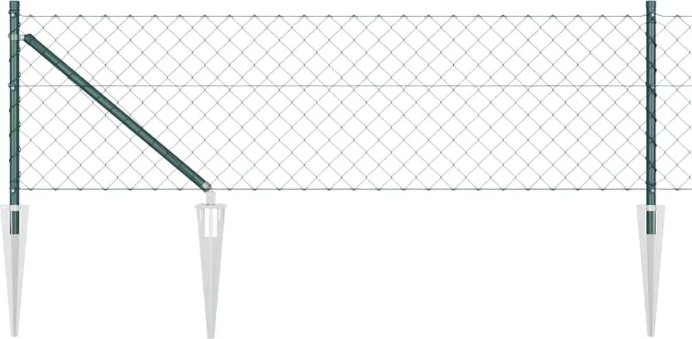 vidaXL Kerítésoszlop Zöld 25 x 0,8 m (40 x 40 mm háló) Acél és PVC