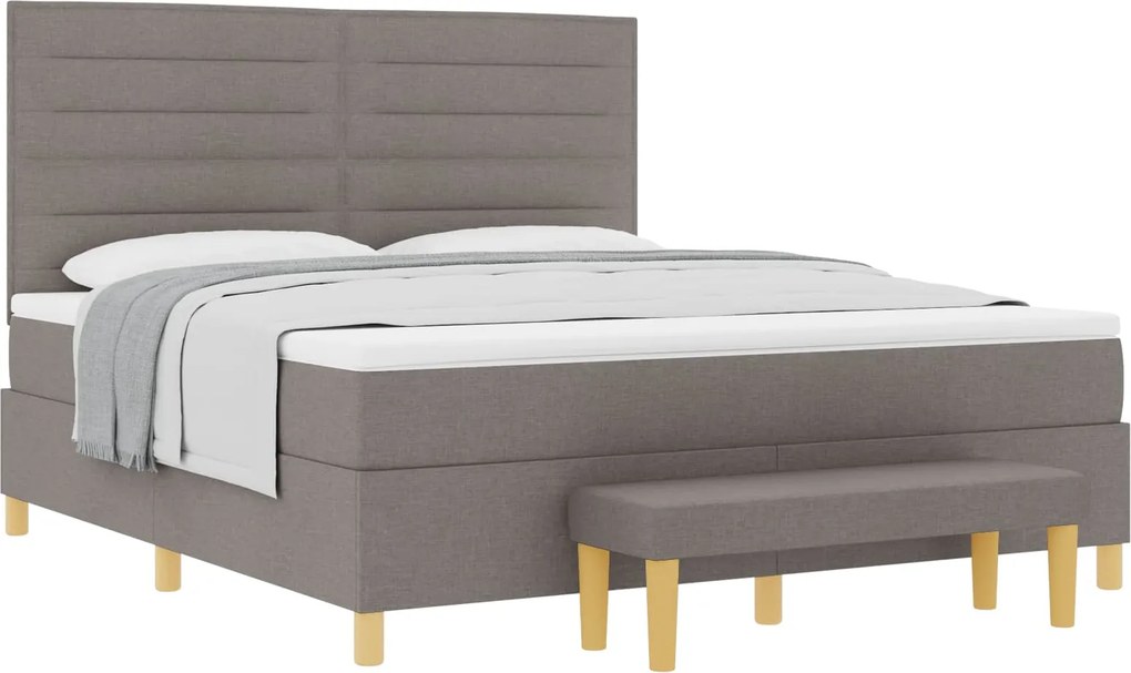 vidaXL Boxrugós ágy matracmal fejtámlával Tópszínű 180 x 200 cm szövet