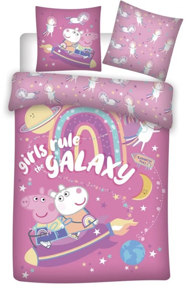 Peppa malac ágyneműhuzat 140x200cm 63x63cm microfibre (galaxy)