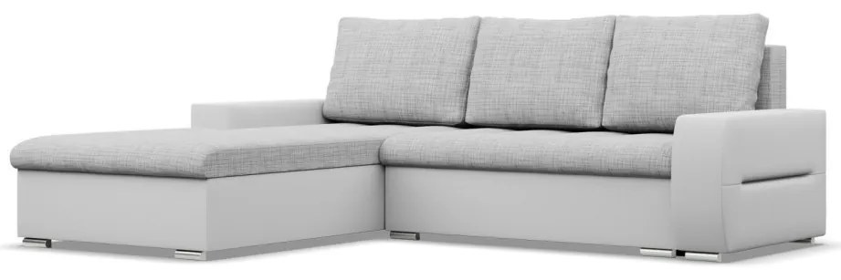Toronto sarokkanapé, 2 ágyneműtartóval, fonott + műbőr, baloldali, szürke - fehér