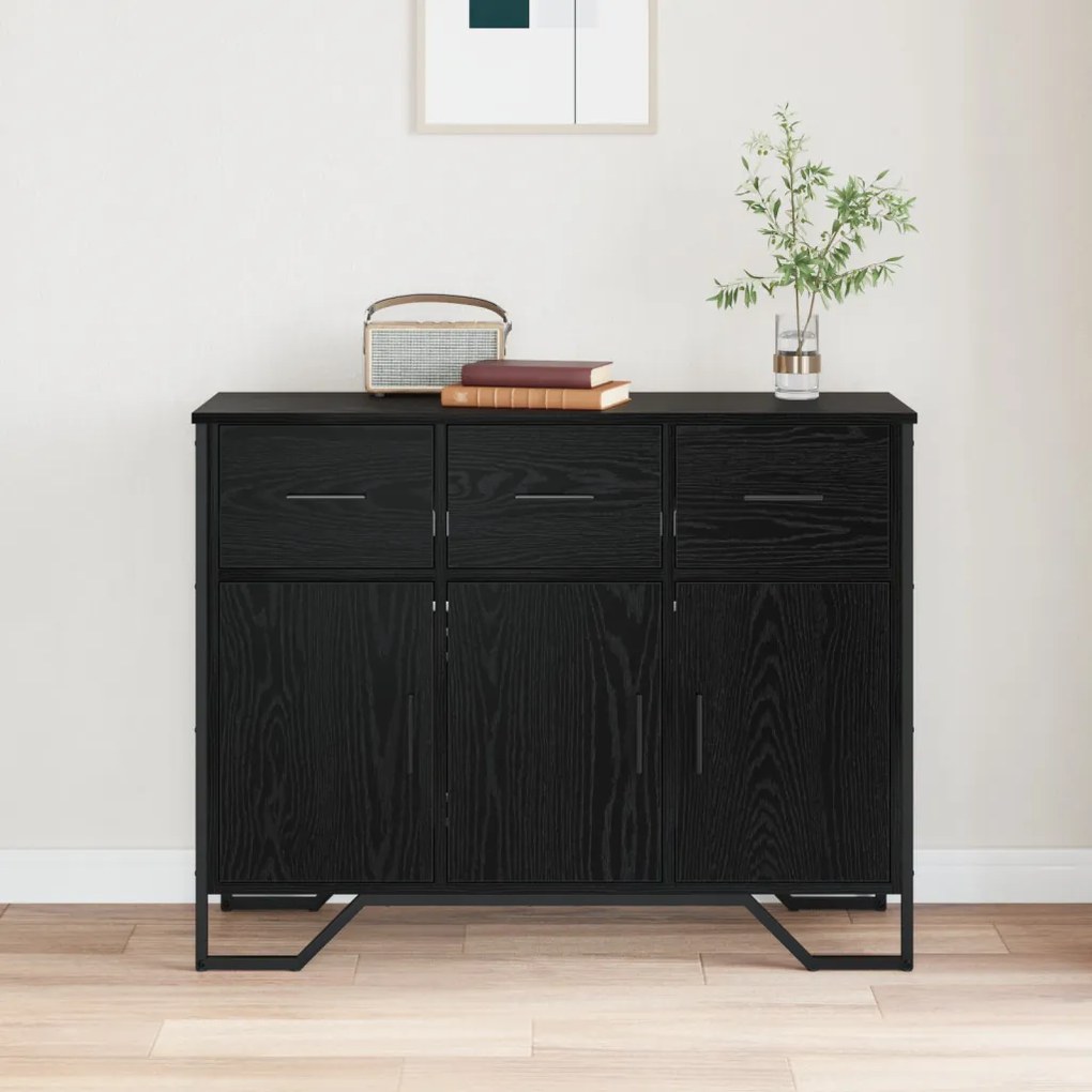 Oldalszekrény Fekete tölgy 97x32.5x74.5 cm Engineered Wood