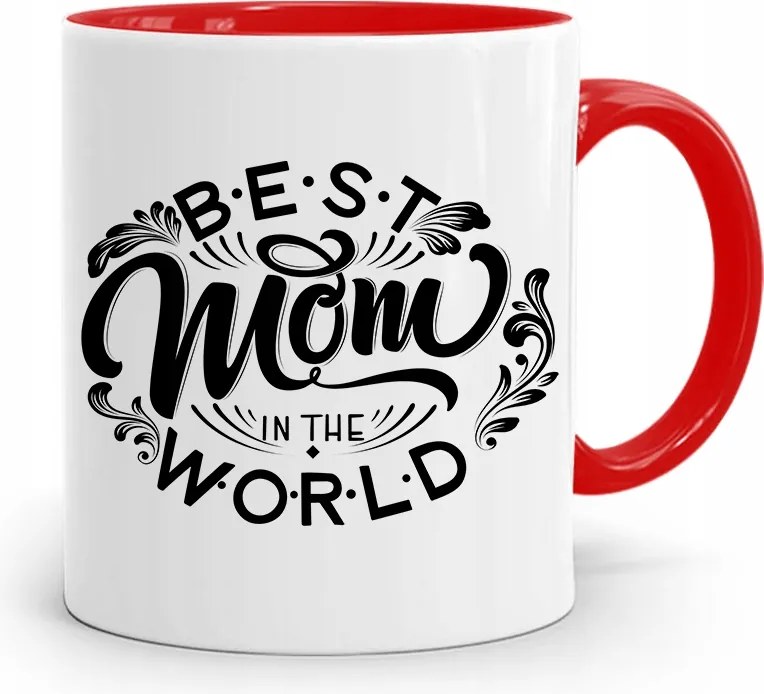 Piros Bögre Anyukáknak Best Mom In The World fényképes nyomtatással