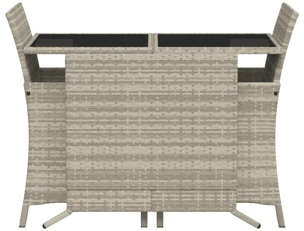 vidaXL 3 részes világosszürke polyrattan bisztrógarnitúra párnákkal
