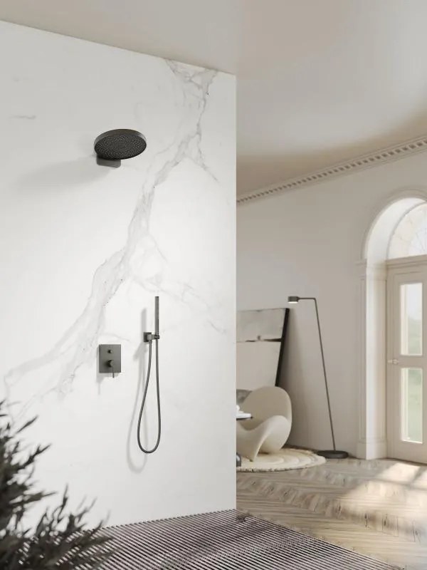 AREZZO design ELEGANT Falsík alatti zuhanyszett falon belüli egységgel, gun metal