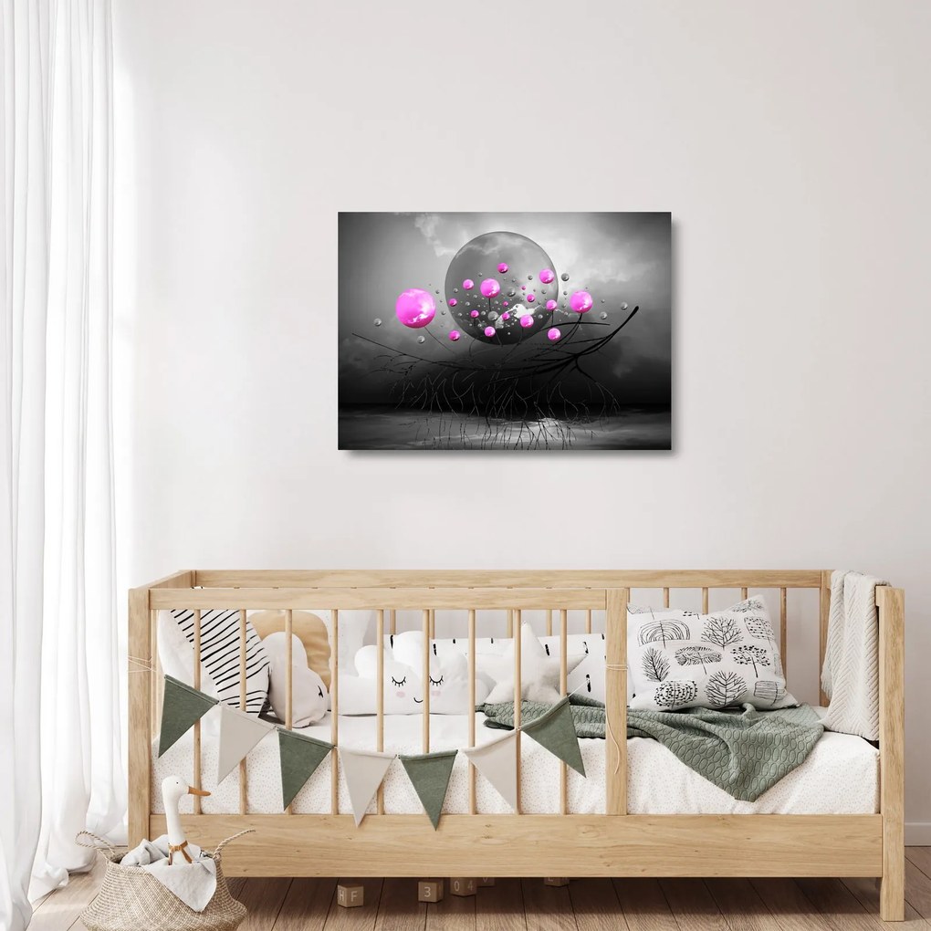 Rózsaszín gömbök képe (üvegen) (70x50 cm)