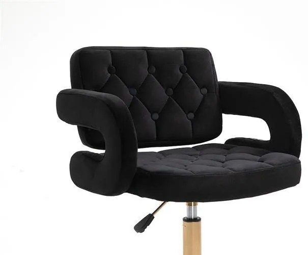 HR8403CROSS Fekete modern velúr szék arany lábbal