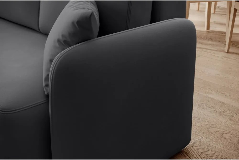 Szürkésbarna bársony kinyitható-tárolóhelyes sarokkanapé (bal oldali-heverő résszel) Hadson – ELTAP