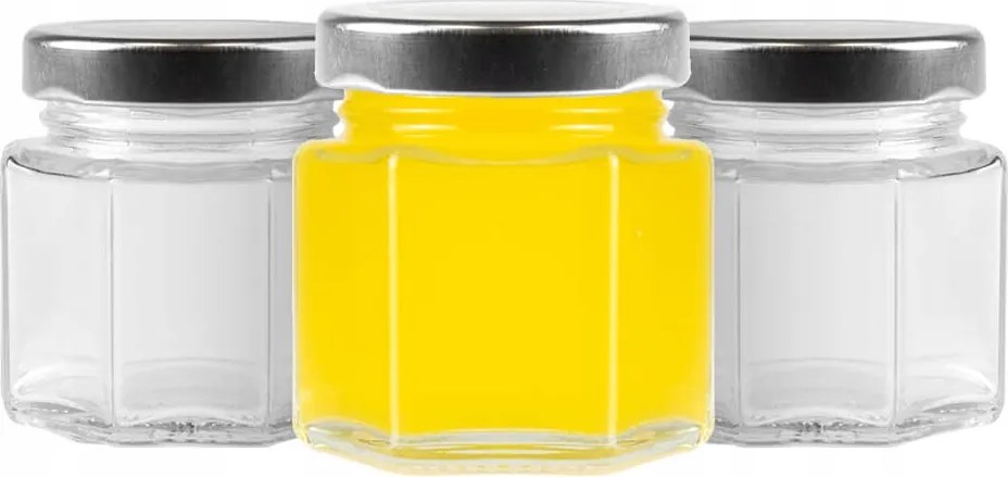 12x Befőttesüveg 30ml Hatszögletű méz fűszertartó