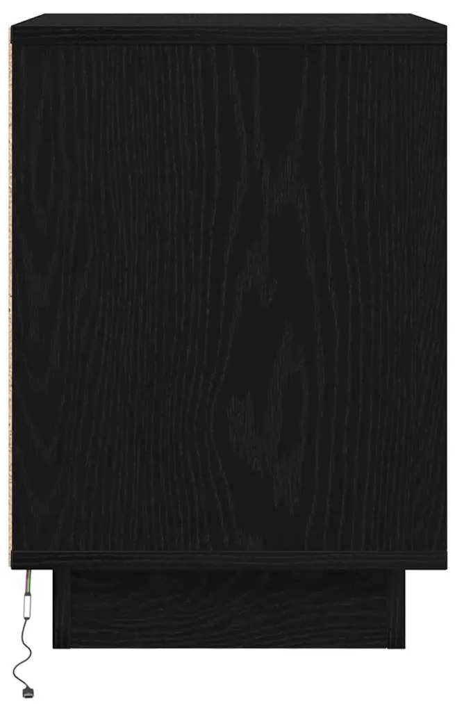 2 db fekete éjjeliszekrények LED világítással 38x34x50 cm