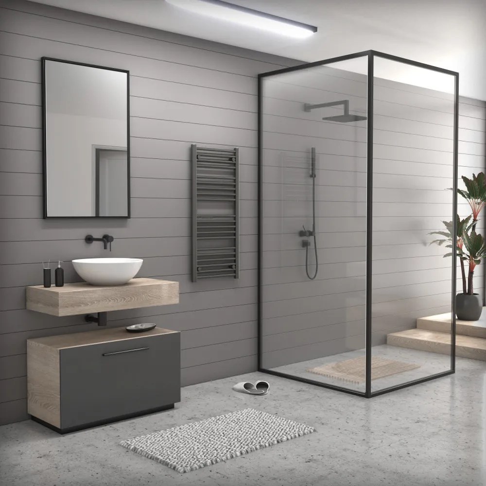 Grafitszürke 500x1100mm törölközőszárítós fürdőszobai radiátor Welland Lux | Készletről | Gyors kiszállítással