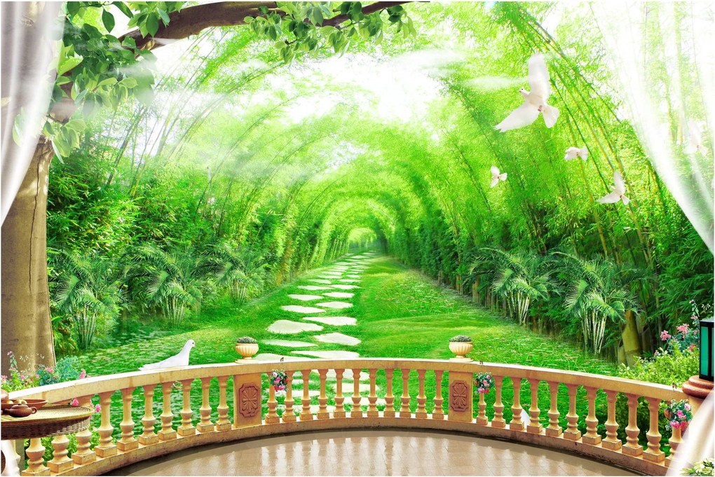 Kép - Trópusi kertre néző kilátás (90x60 cm)