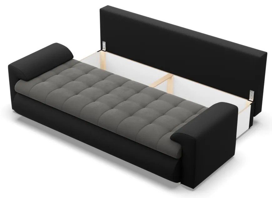 Tokio kanapéágy, bársony + műbőr, szürke - fekete