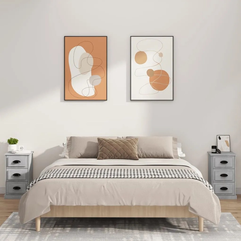 Betonszürke szerelt fa éjjeliszekrény 39 x 39 x 67 cm