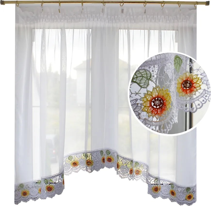 Konyhai Függöny Fátyol Gipszkarton Napraforgó 200x100