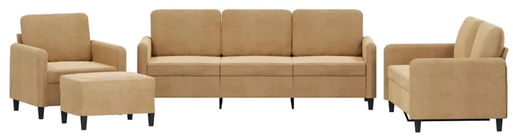 4 részes barna bársony ülőgarnitúra