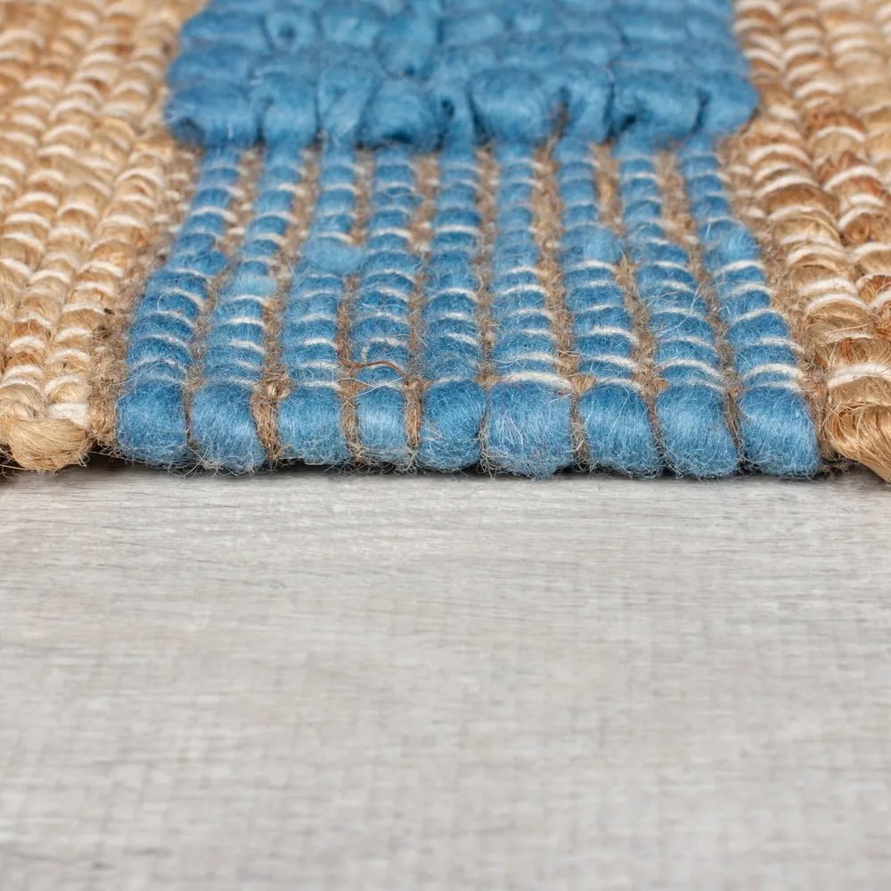 Kék-natúr színű kézi szövésű jutakeverék szőnyeg 120x170 cm Medina Jute – Flair Rugs