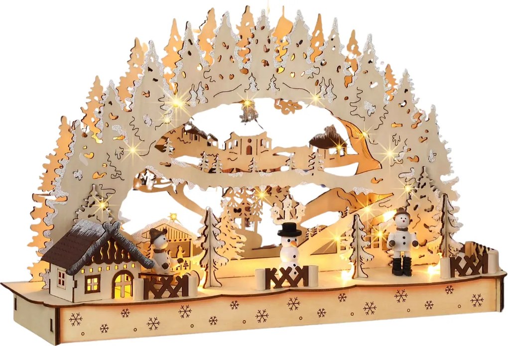 CLEMENT karácsonyi LED ív, 45x12,5x28cm, természetes barna Monzana