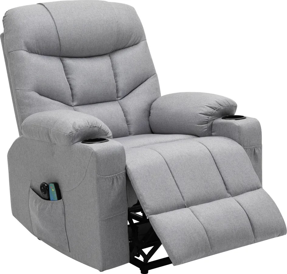 Állítható masszázs fotel, világosszürke, HUDSON