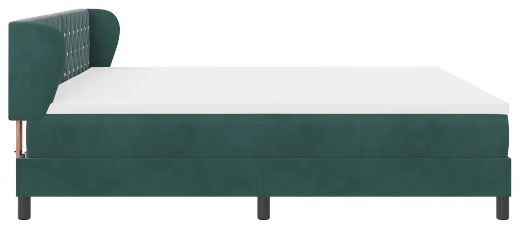 Boxspring Ágy Mattal Sötét Zöld 200x200 cm Bársony