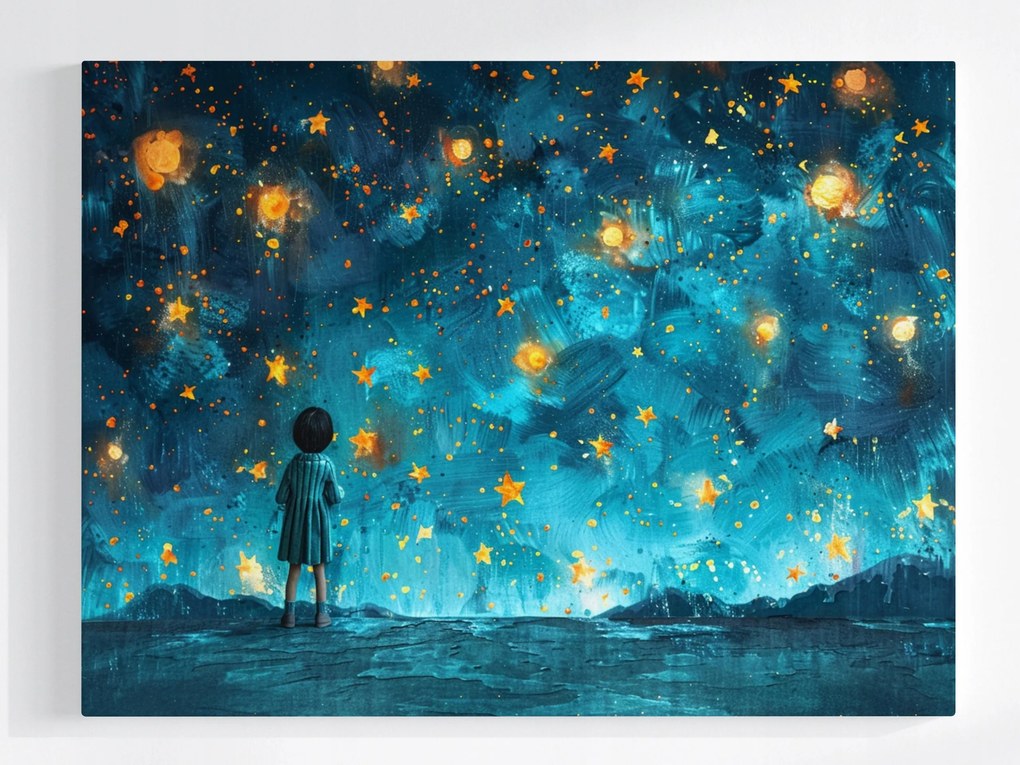 Poszter Gyerek Éjszaka Égbolt Csillagok Álom Mese 80x60