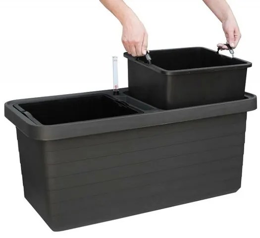 Plastia Berberis DUO öntöző virágláda, csokoládé, 78 cm