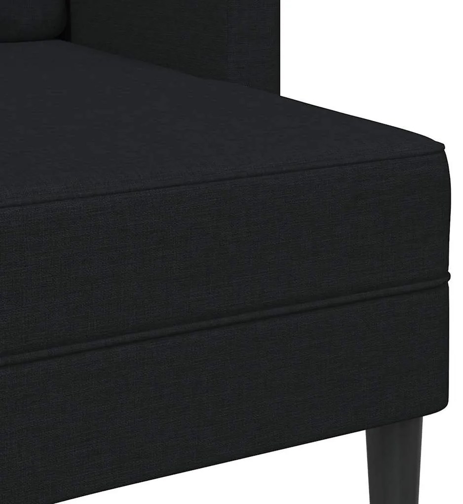 fekete anyagból 2 üléses kanapé L-alakú kanapéval 125 cm