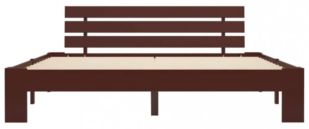 sötétbarna tömör fenyőfa ágykeret 160 x 200 cm
