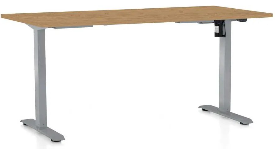 OfficeTech A állítható magasságú asztal, 160 x 80 cm, szürke alap, köves tölgy