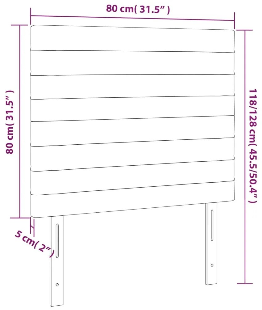 tópszínű szövet LED-es fejtámla 80x5x118/128 cm