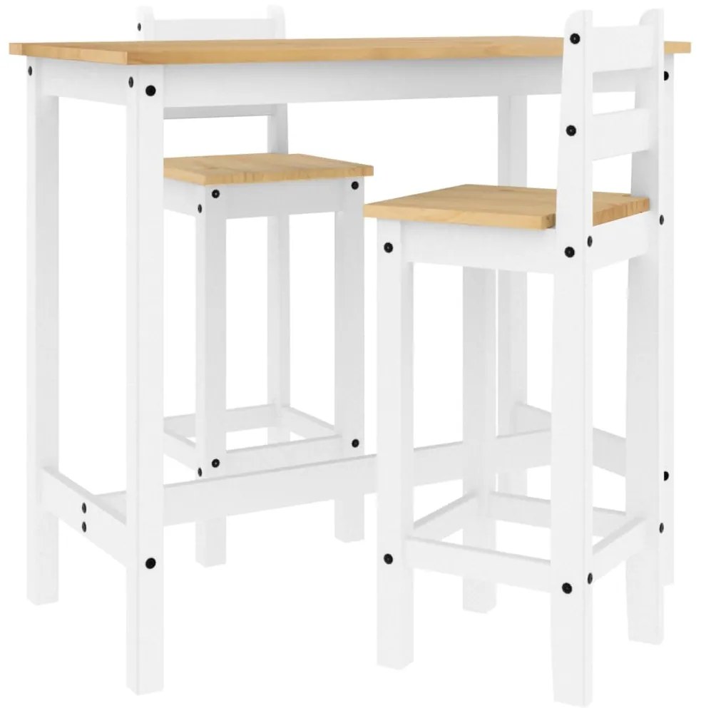 3 részes fehér tömör fenyőfa bárszett