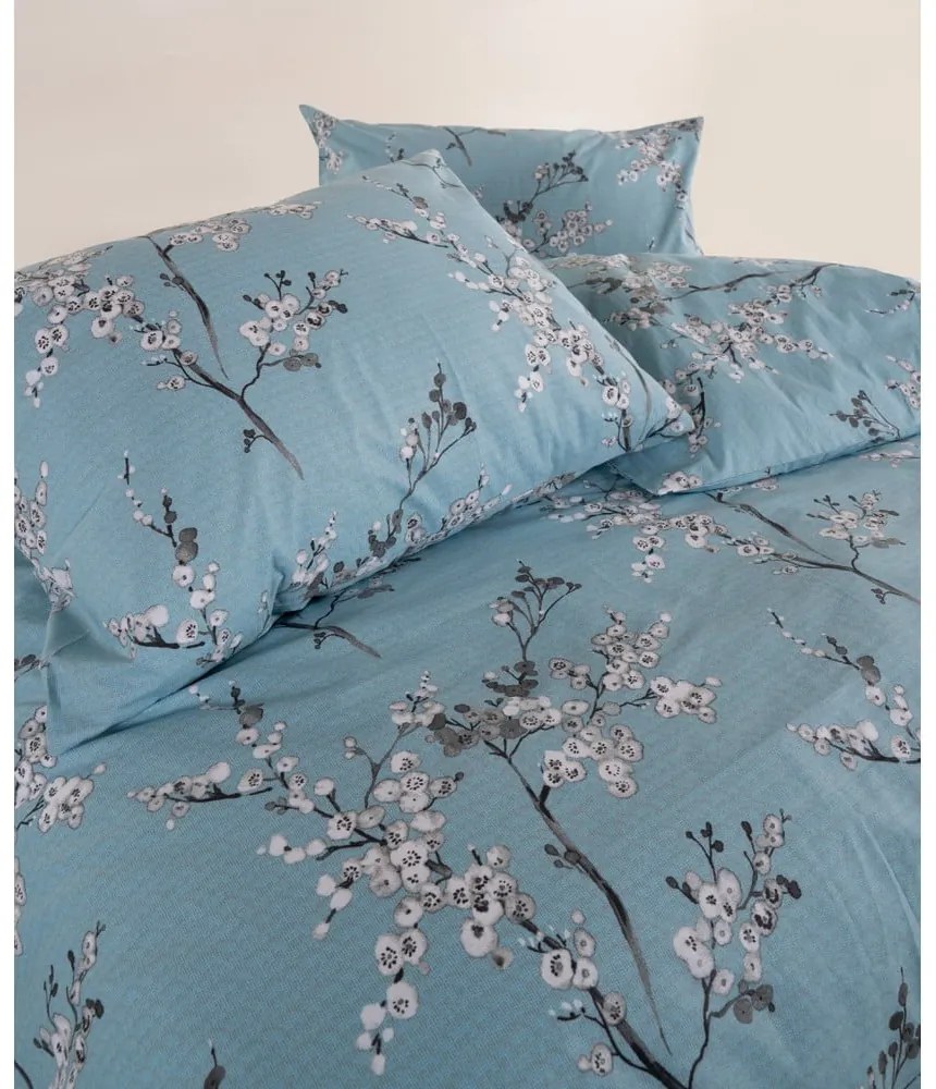 Kék egyszemélyes renforcé pamut ágyneműhuzat 140x200 cm Blue Floral – Mila Home Luxury