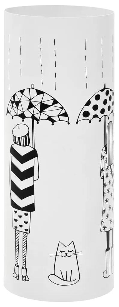 vidaXL fehér acél esernyőtartó női alakos mintával
