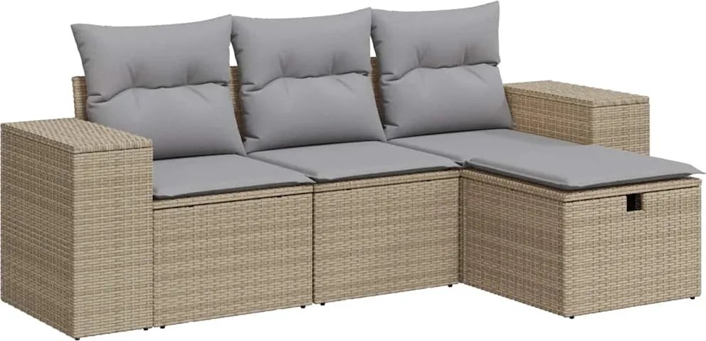 vidaXL 4 részes bézs polyrattan kerti ülőgarnitúra párnákkal