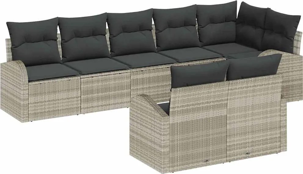 vidaXL Kerti Kanapé Szett Világosszürke 55 x 55 x 37 cm polirattan