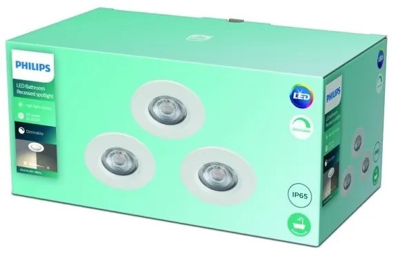 Philips - PACK 3x LED szabályozható fürdőszobai lámpa 3xLED / 5W / 230V 2700K IP65