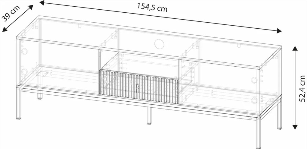 Komód 2 ajtóval és 1 fiókkal, kasmír színben, fekete elemekkel és fekete fogantyúkkal MAGGIORE MA01