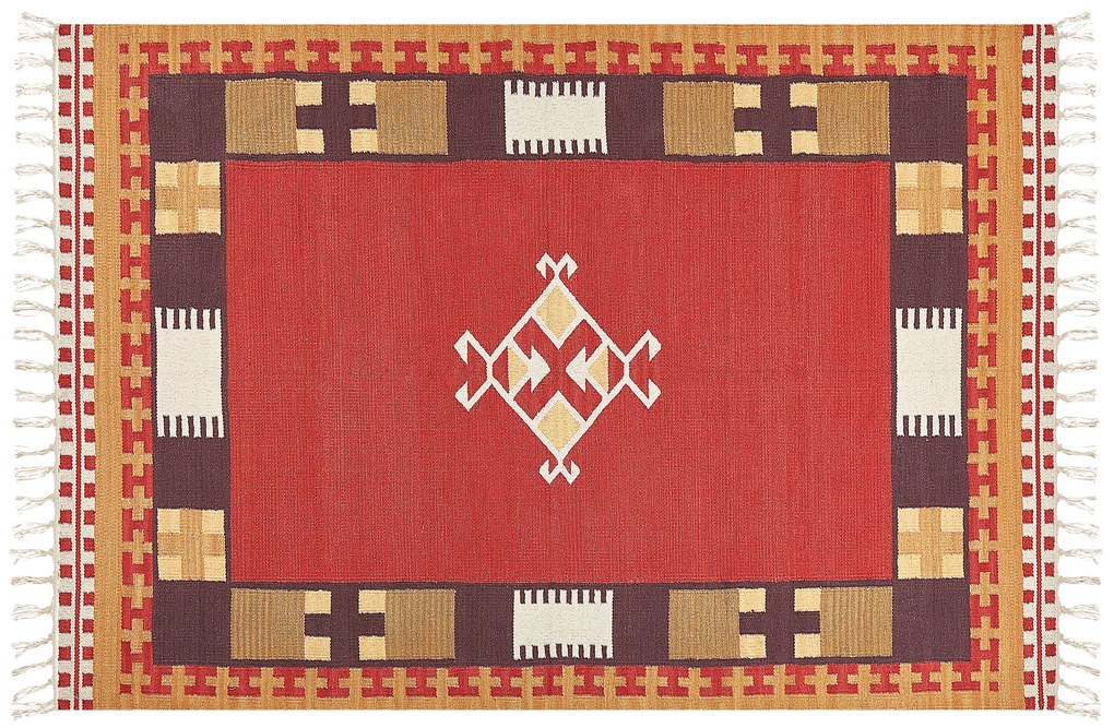 Színes kilim gyapjúszőnyeg 160 x 230 cm PARAKAR Beliani