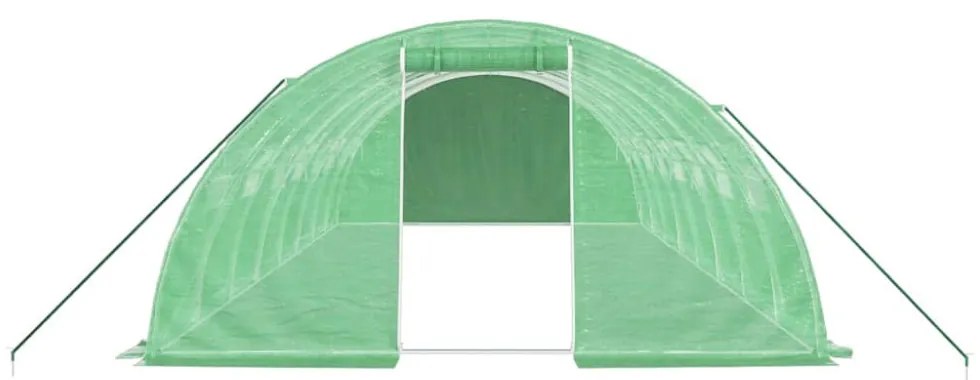 zöld acélvázas melegház 32 m² 8 x 4 x 2 m