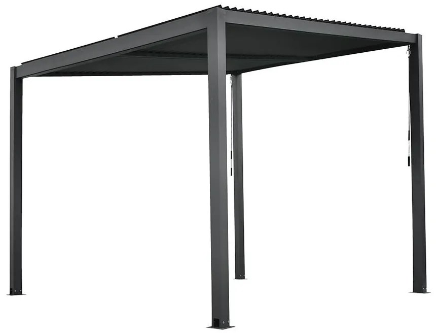 Félnyeregtetős bioklimatikus pergola lamellákkal 3 x 3 M