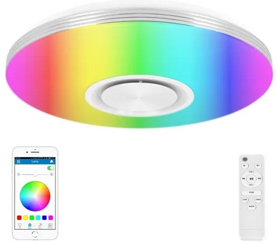 LED RGBW dimmelhető mennyezeti lámpatest beépített hangszóróval LED/60W/230V fehér + távirányító