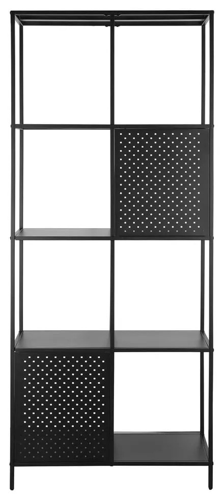 Fekete fém könyvespolc 75x180 cm Charleston – Støraa