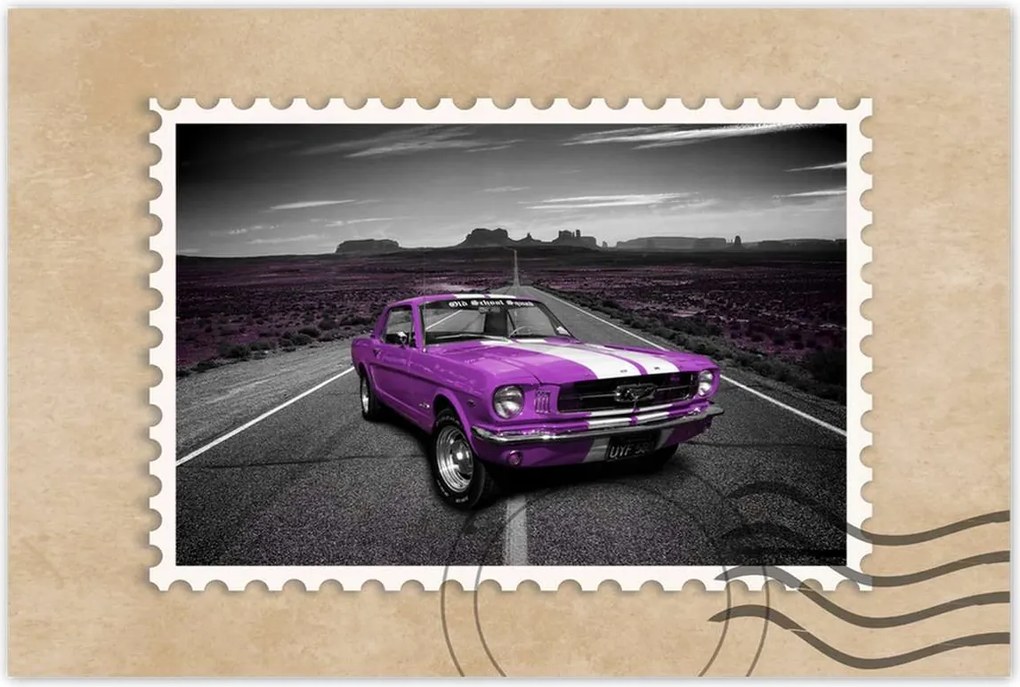 Poszter 90x60 Lila Ford Mustang