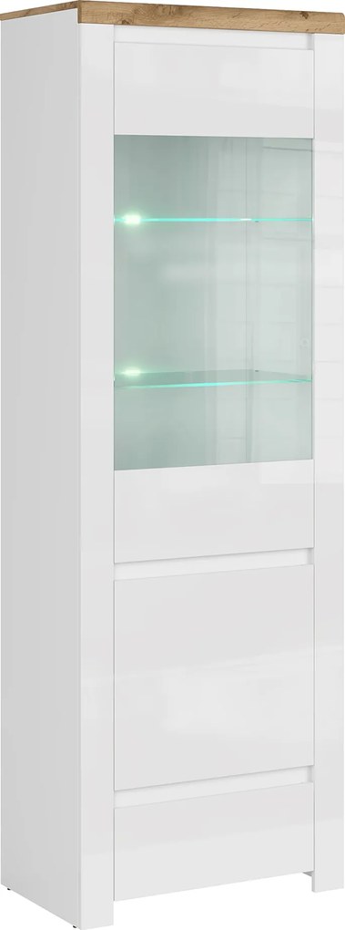 Vitrin 1D1W1S, fényes fehér/wotan tölgy, VILGO