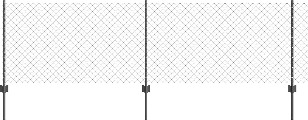 vidaXL Kerítés oszlopokkal Szürke 0,8 x 10 m Acél és PVC