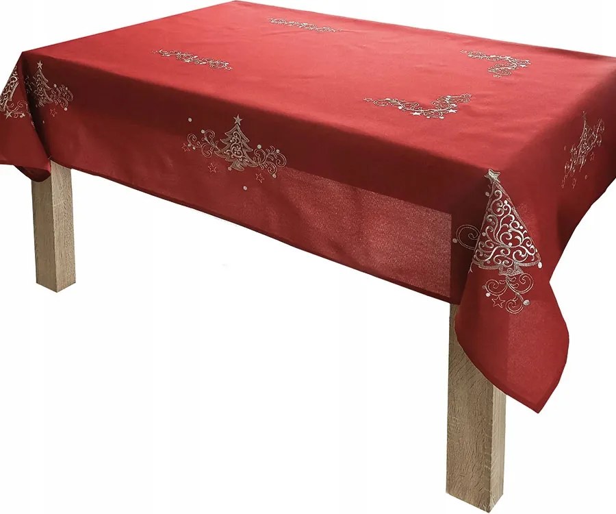 Abrosz 140x220 Klasszikus ünnepi piros hímzett